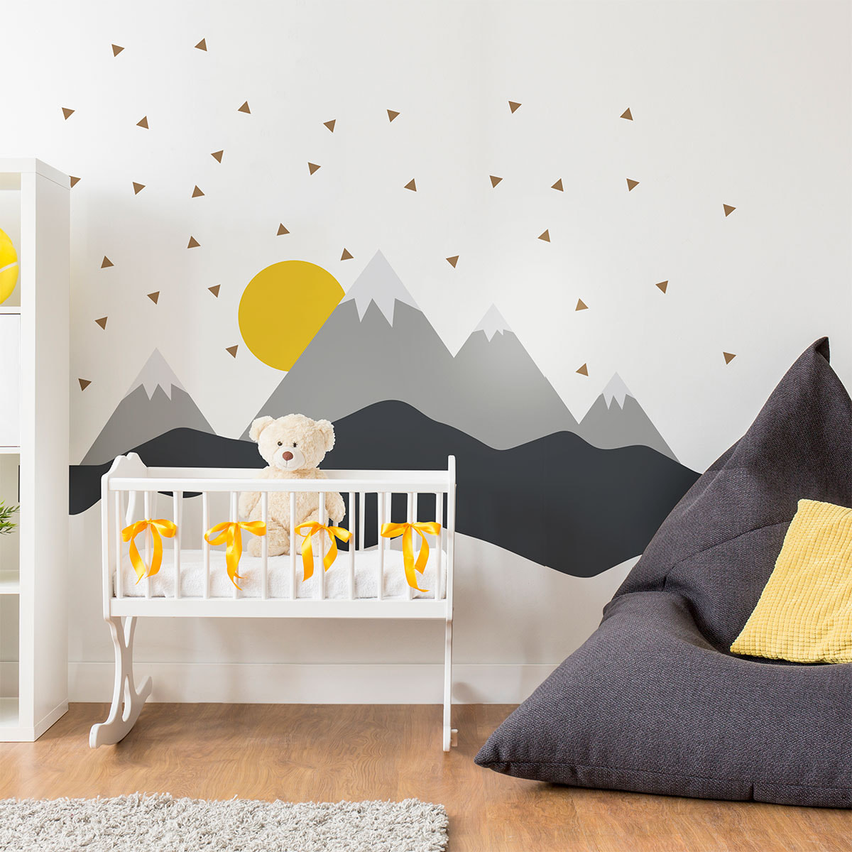 Stickers muraux enfants - Décoration chambre bébé - Autocollant Sticker mural géant enfant montagnes scandinaves NORDIKA