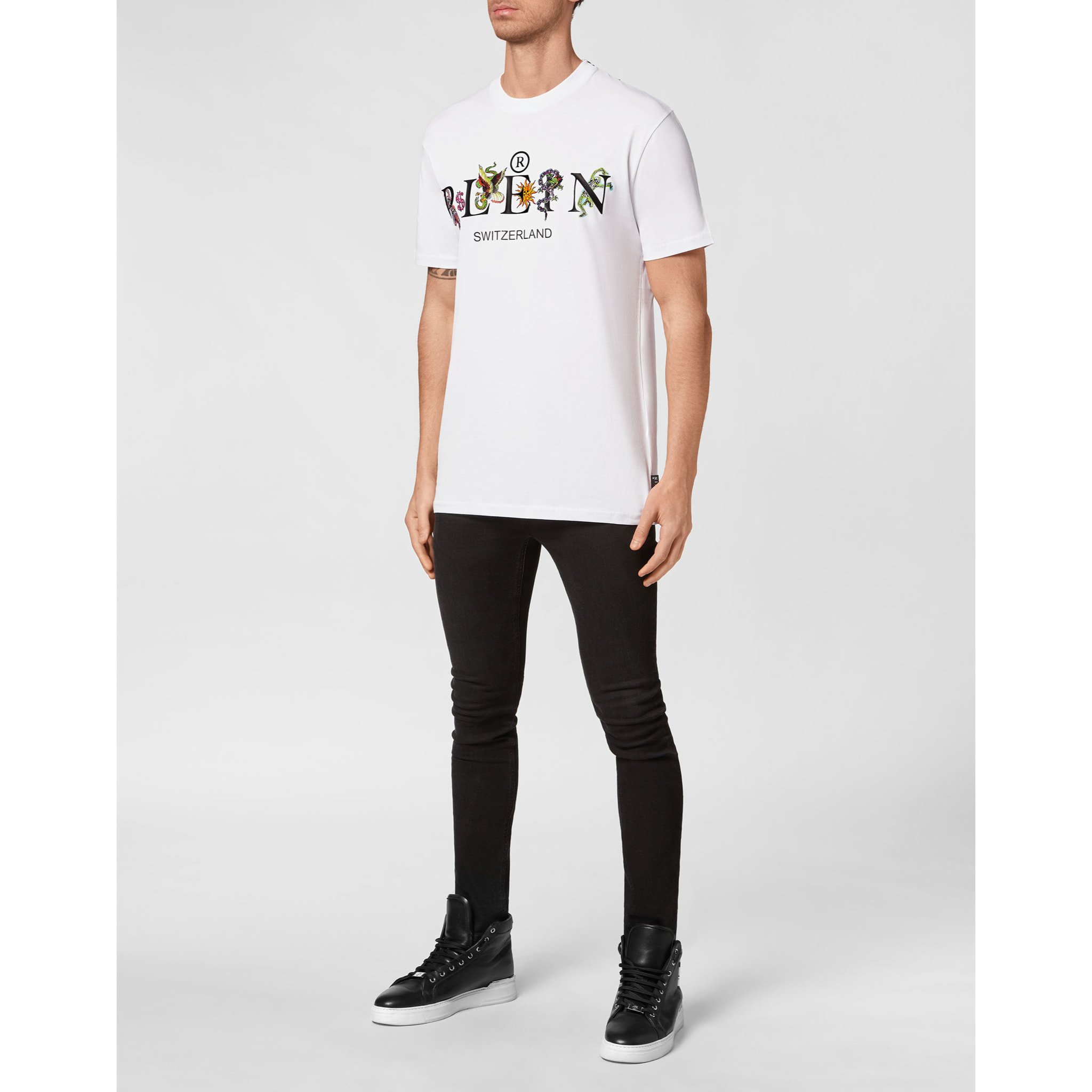 PHILIPP PLEIN Camiseta de cuello redondo y manga corta TATTOO