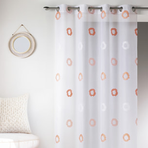 Voilage en Etamine Légère à Imprimés 'Cercle' - Orange corail