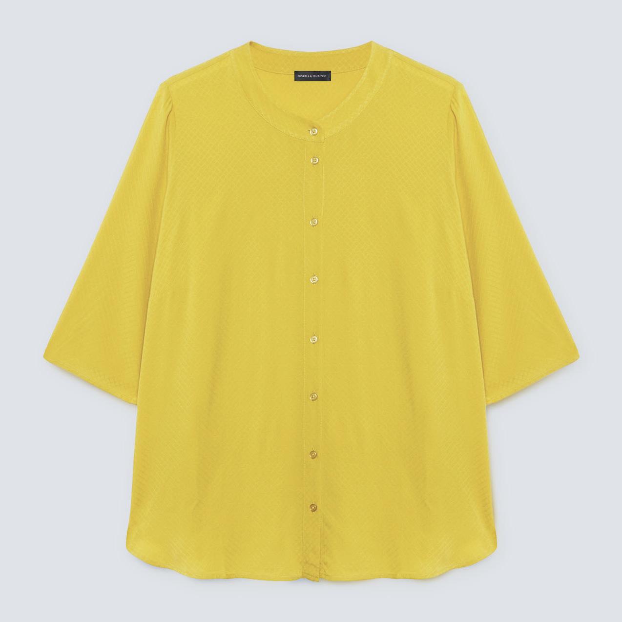 Fiorella Rubino - Camisa fluida de viscosa elaborada - Amarillo