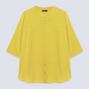 Fiorella Rubino - Camisa fluida de viscosa elaborada - Amarillo