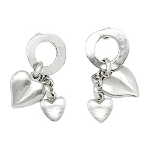 Pendiente cascada corazón en plata chapado