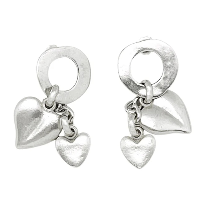 Pendiente cascada corazón en plata chapado