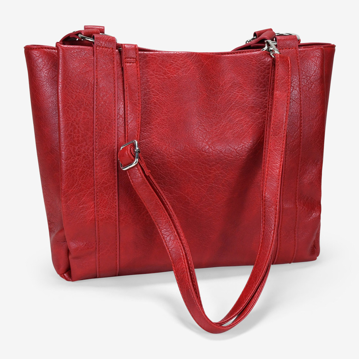 Bolso shopper rojo para portátil con tachuelas