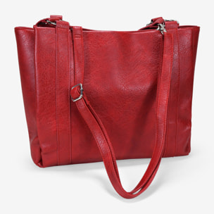 Bolso shopper rojo para portátil con tachuelas