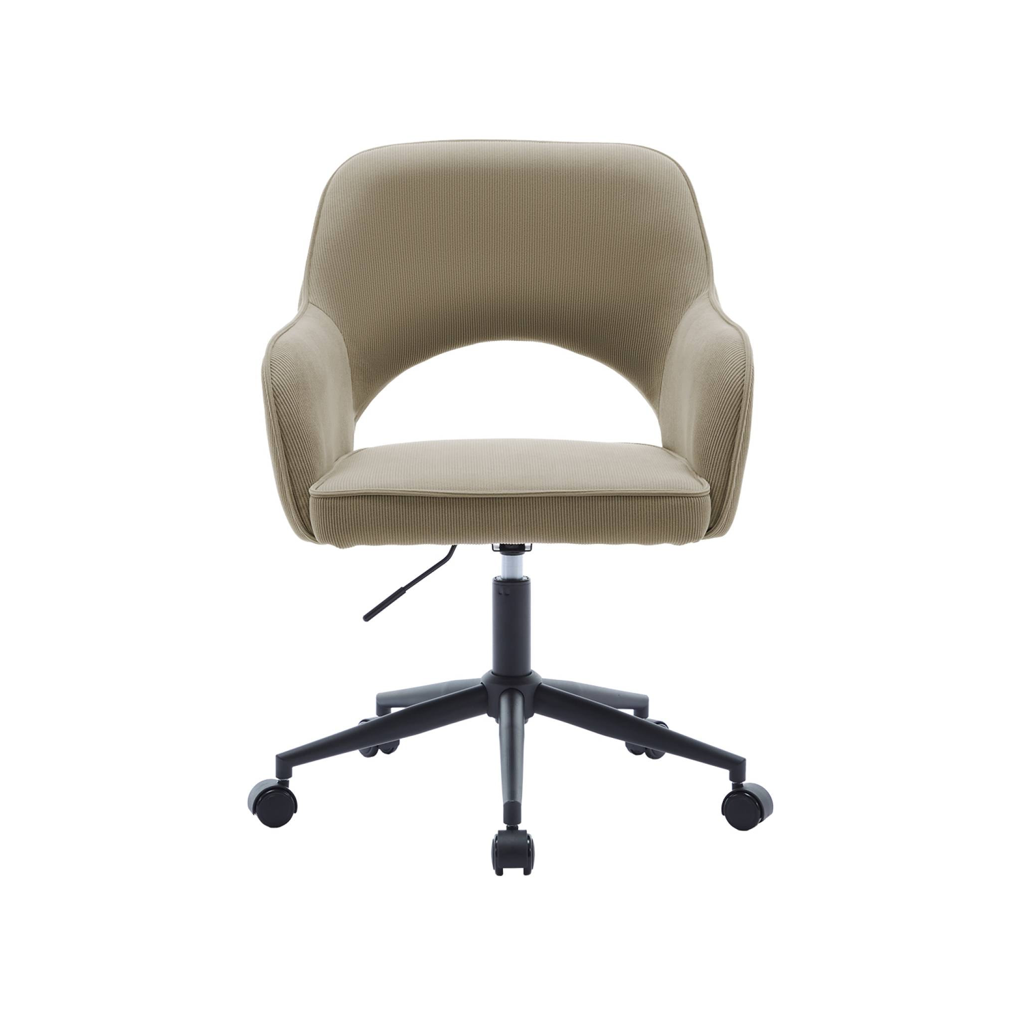Chaise de bureau à roulettes velours côtelé beige L 60 x P 62 x H 89 / 99cm