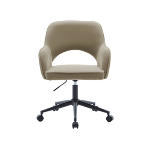 Chaise de bureau à roulettes velours côtelé beige L 60 x P 62 x H 89 / 99cm