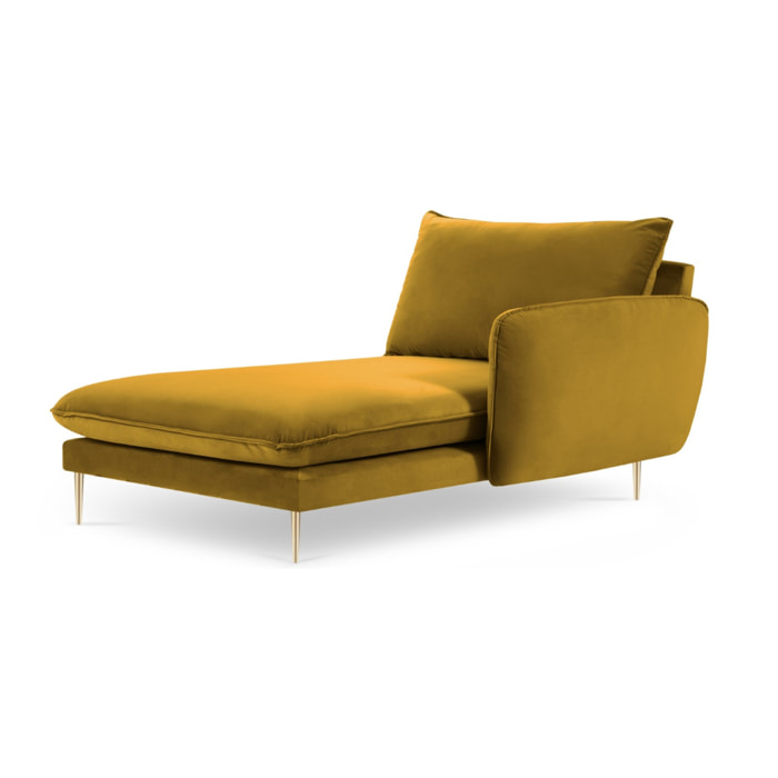 Méridienne droite "Vienna" en velours jaune