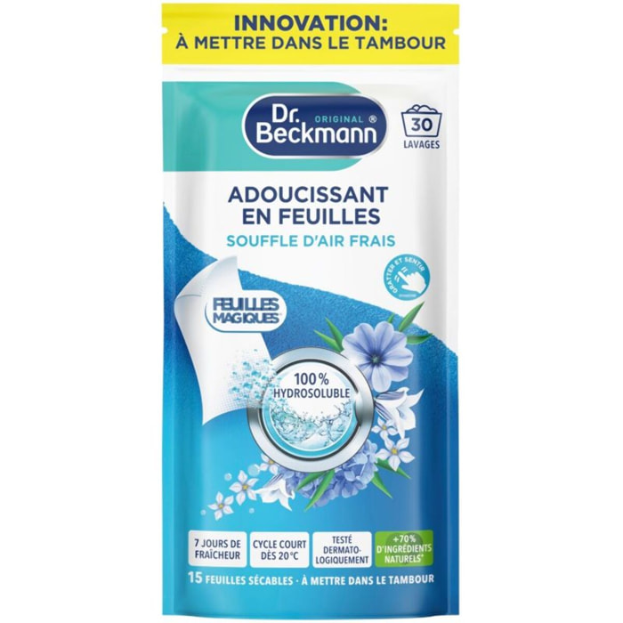 Adoucissant DR BECKMANN Feuilles Magiques - Adoucissant en Feuilles - Souffle d'Air Frais x30 lavages