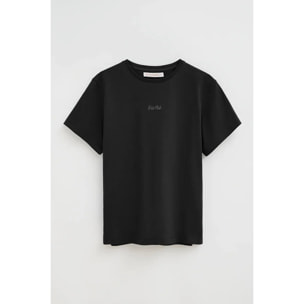 Camiseta negra de manga corta y corte regular con bordado Polo Club
