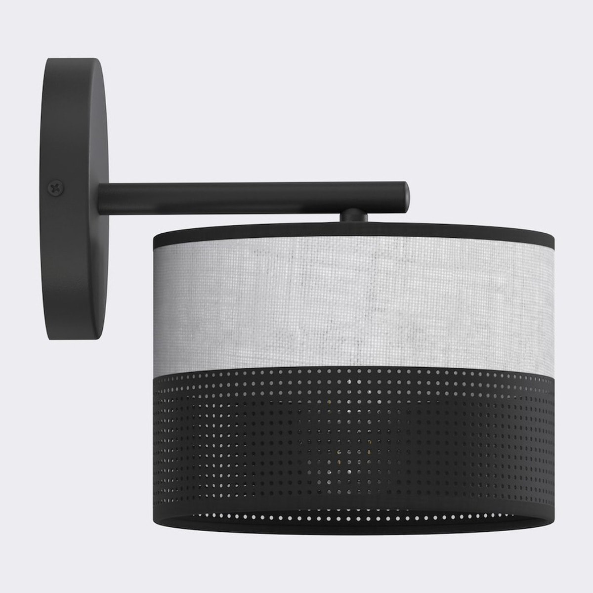 Lampada a parete Karbon in acciaio nero e tessuto grigio