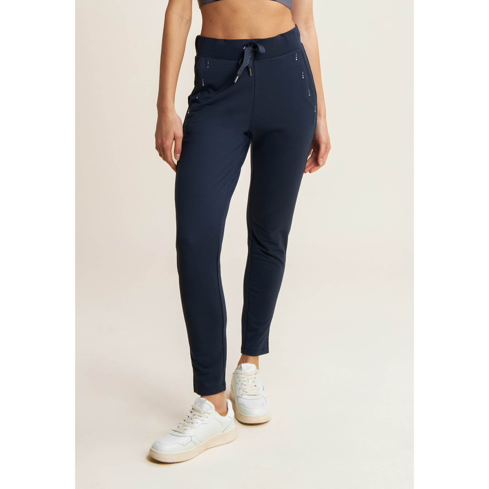 Pantaloni Sportivi Fondo Dritto con Dettagli in Strass