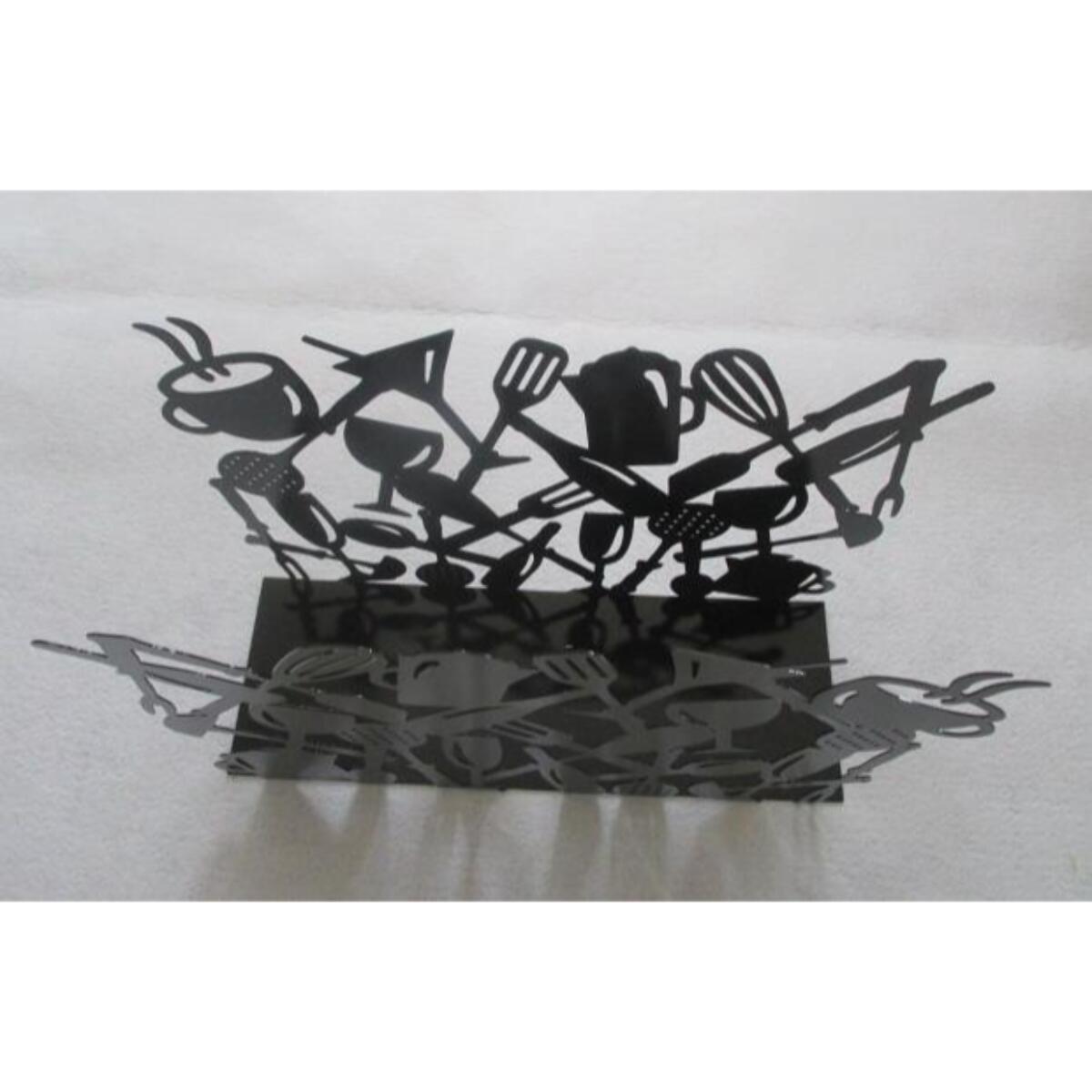 Set di due portariviste in metallo design posate nero cm35x12h26