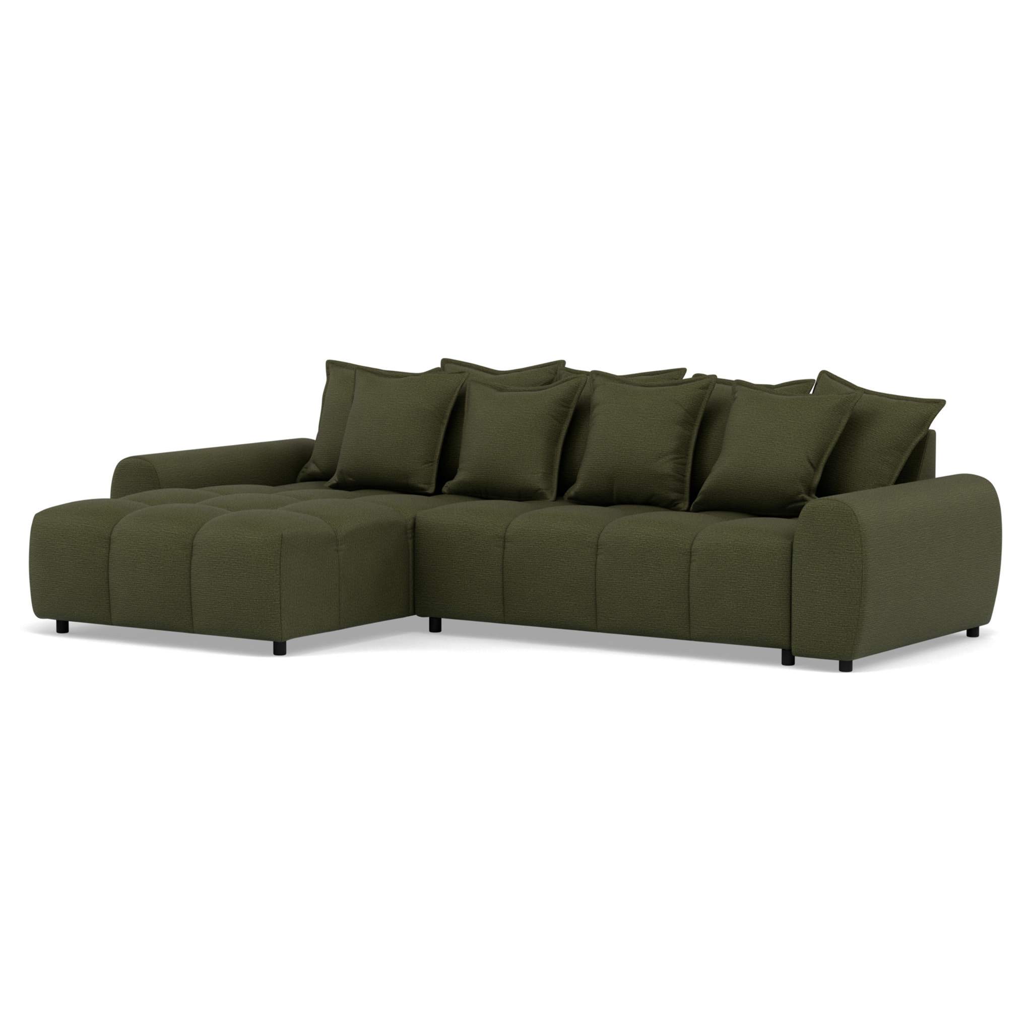 Adelaide - canapé d'angle réversible 4 places avec pouf d'appoint en tissu texturé - Vert