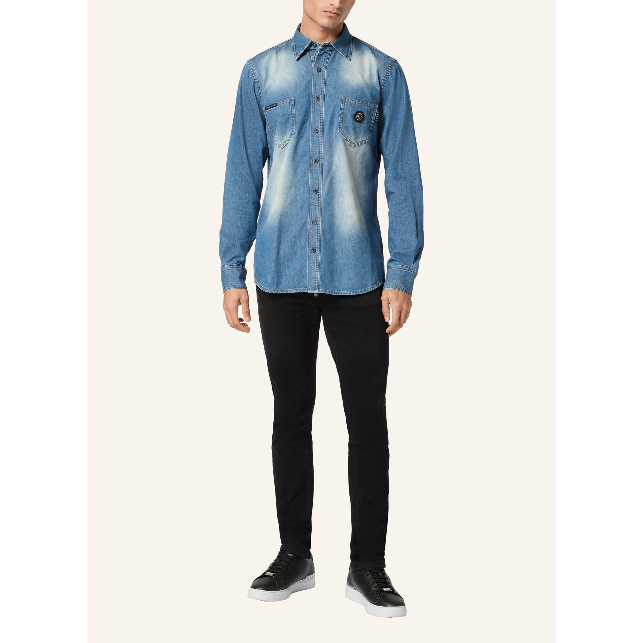 PHILIPP PLEIN Camisa vaquera SKULL&BONES