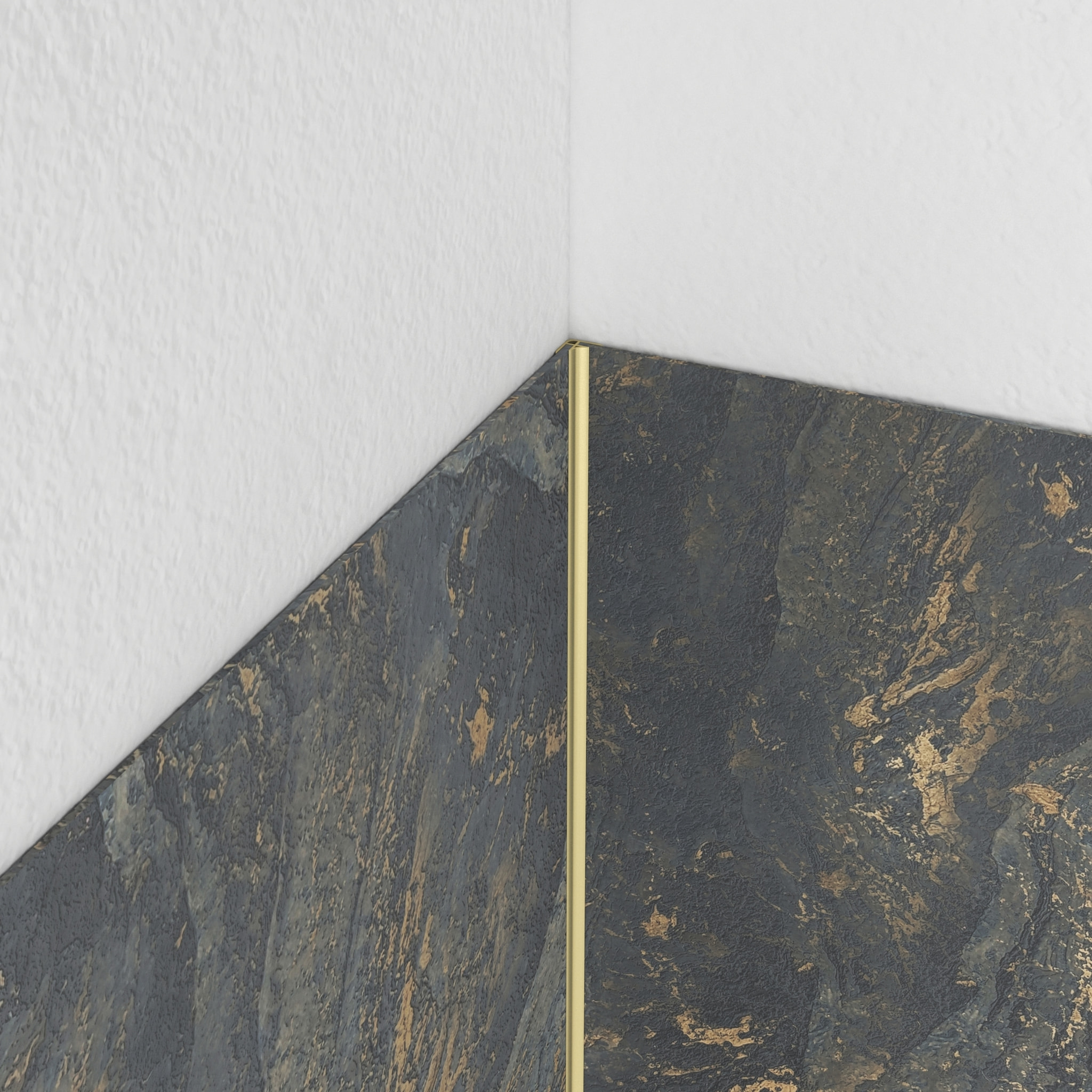 Profilé d’angle en Aluminium Finition Or Brossé pour Panneaux Muraux - 15x15x2100 mm