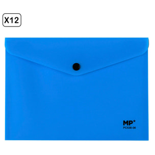PACK 12 UNIDADES CARPETA SOBRE CIERRE BOTÓN A5 AZUL