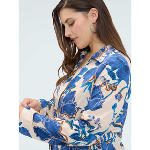 Fiorella Rubino - Camicia con stampa floreale viscosa - Bluette