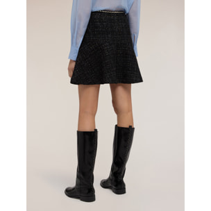 Motivi - Minigonna linea ad A in tessuto bouclé - Nero