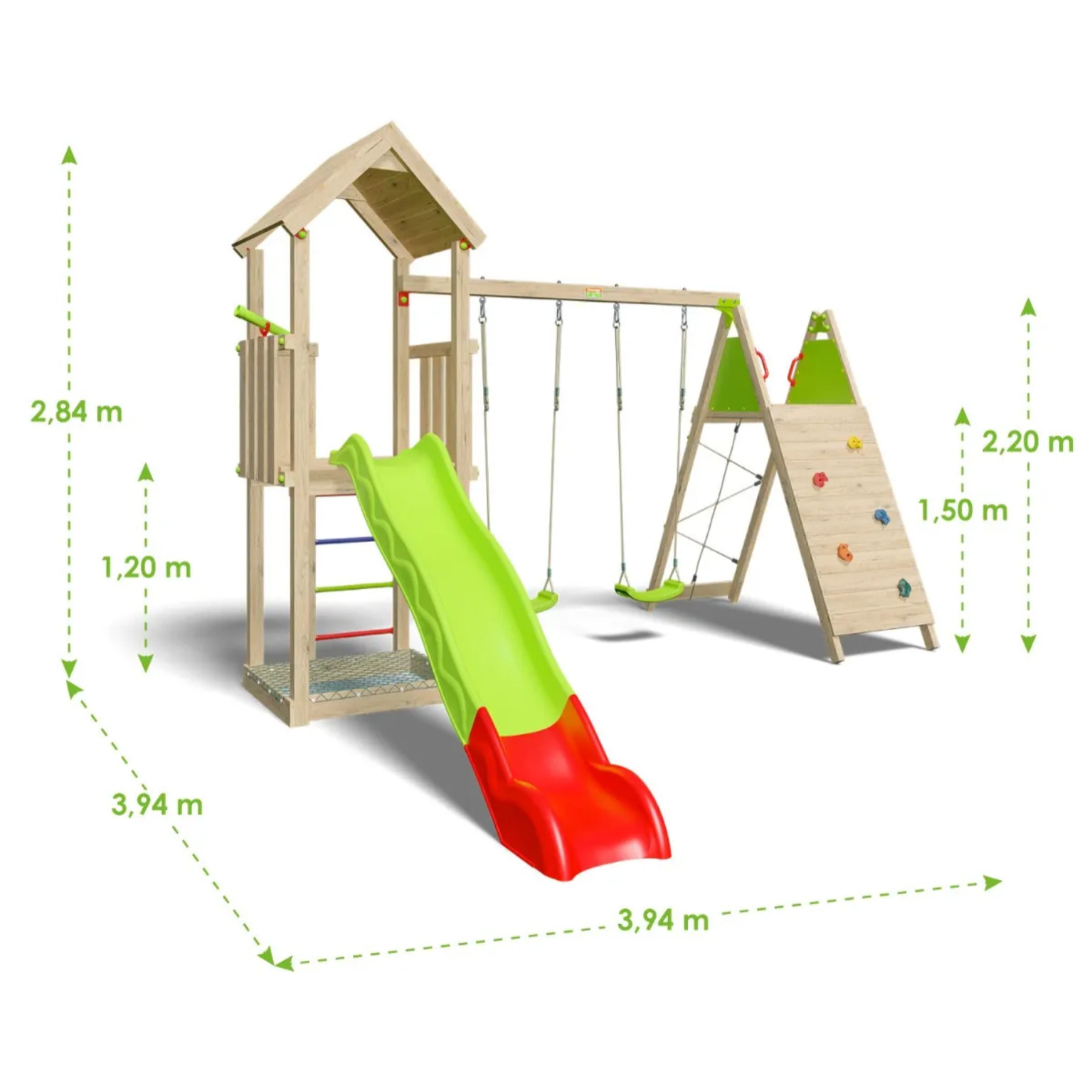 Aire de jeux bois 2,20 m OLYMPIA XPLORER - 9 enfants