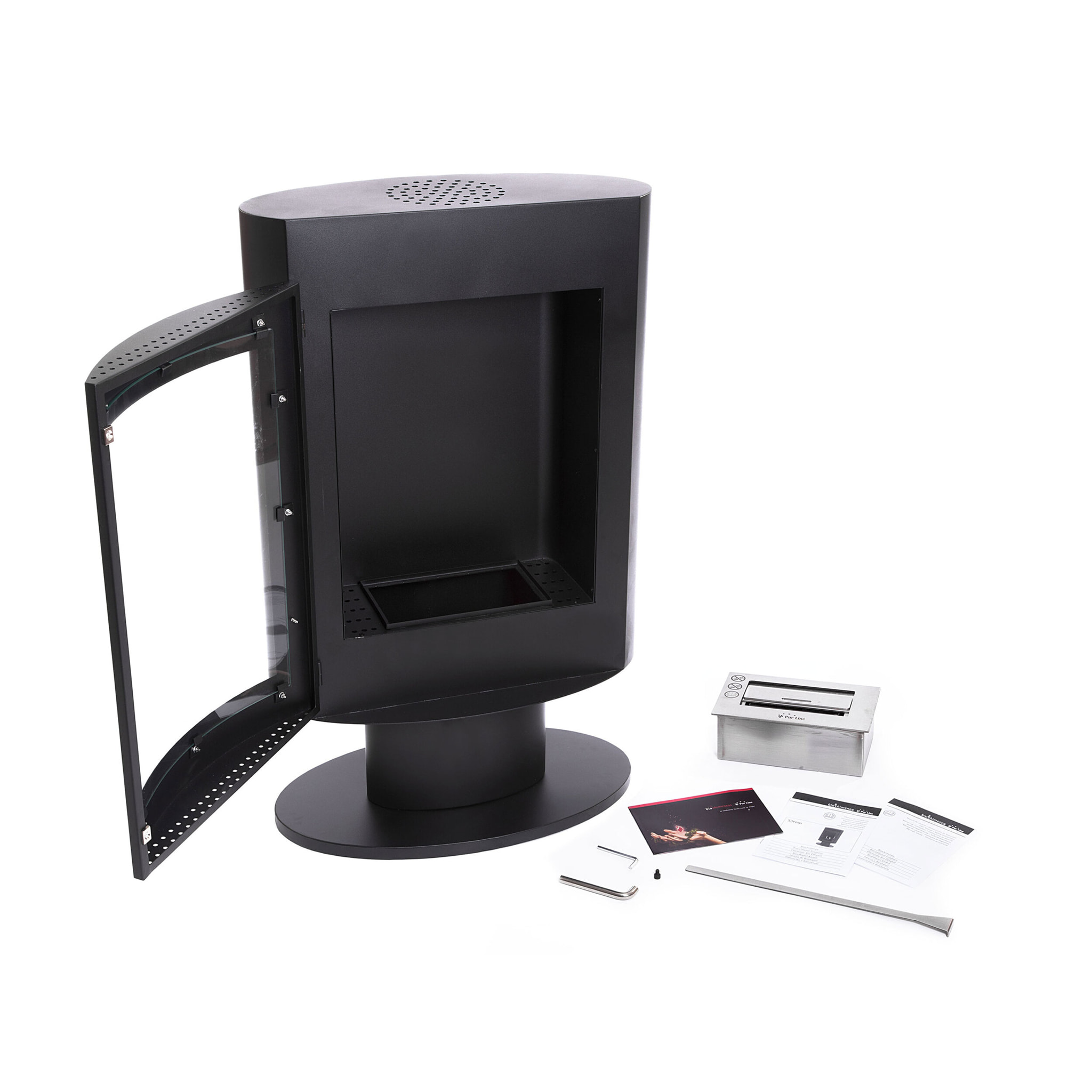 Poêle à l'éthanol en acier carré