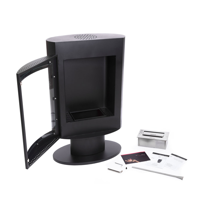 Poêle à l'éthanol en acier carré