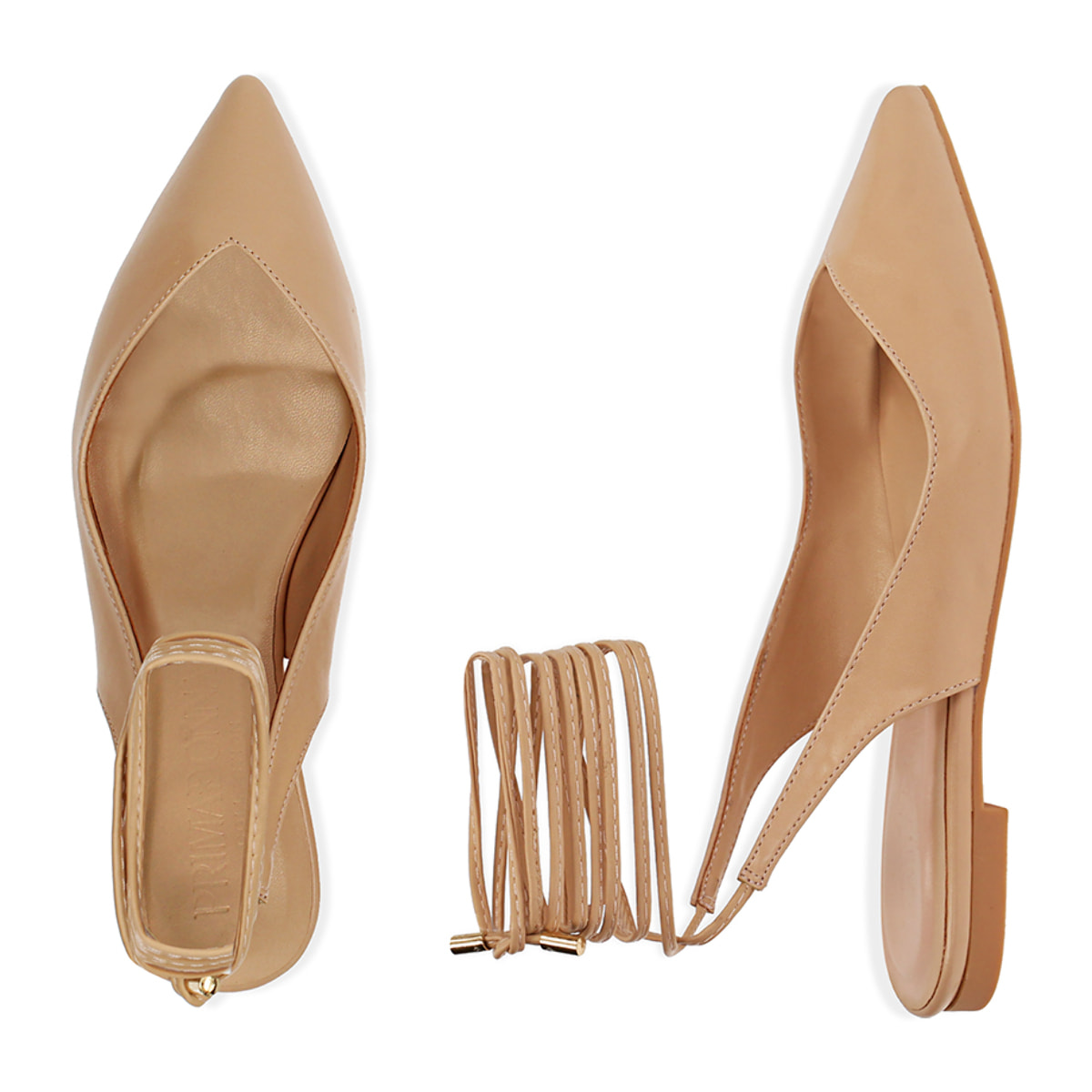 Bailarinas destalonadas beige con cordones