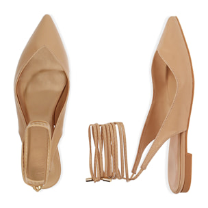 Bailarinas destalonadas beige con cordones