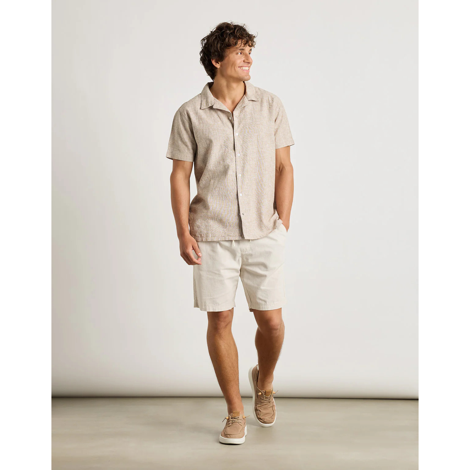 Camisa Lino Beige - Deon