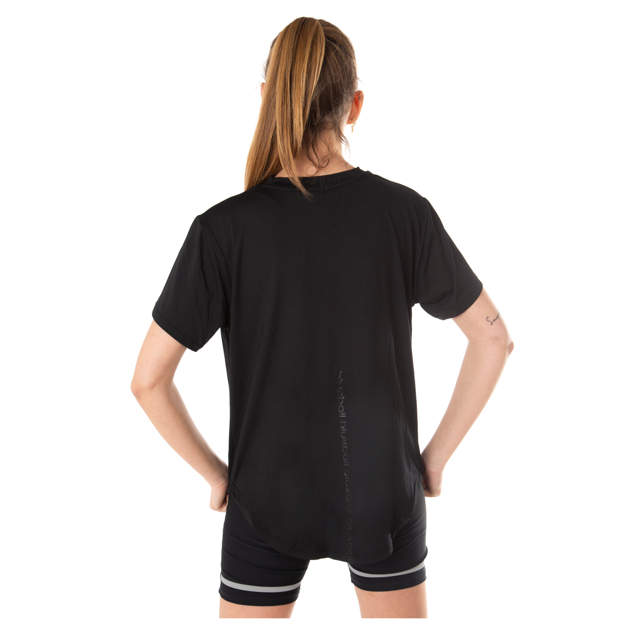 T-SHIRT DA CORSA A MANICHE CORTE DA DONNA BLUEBALL NERA