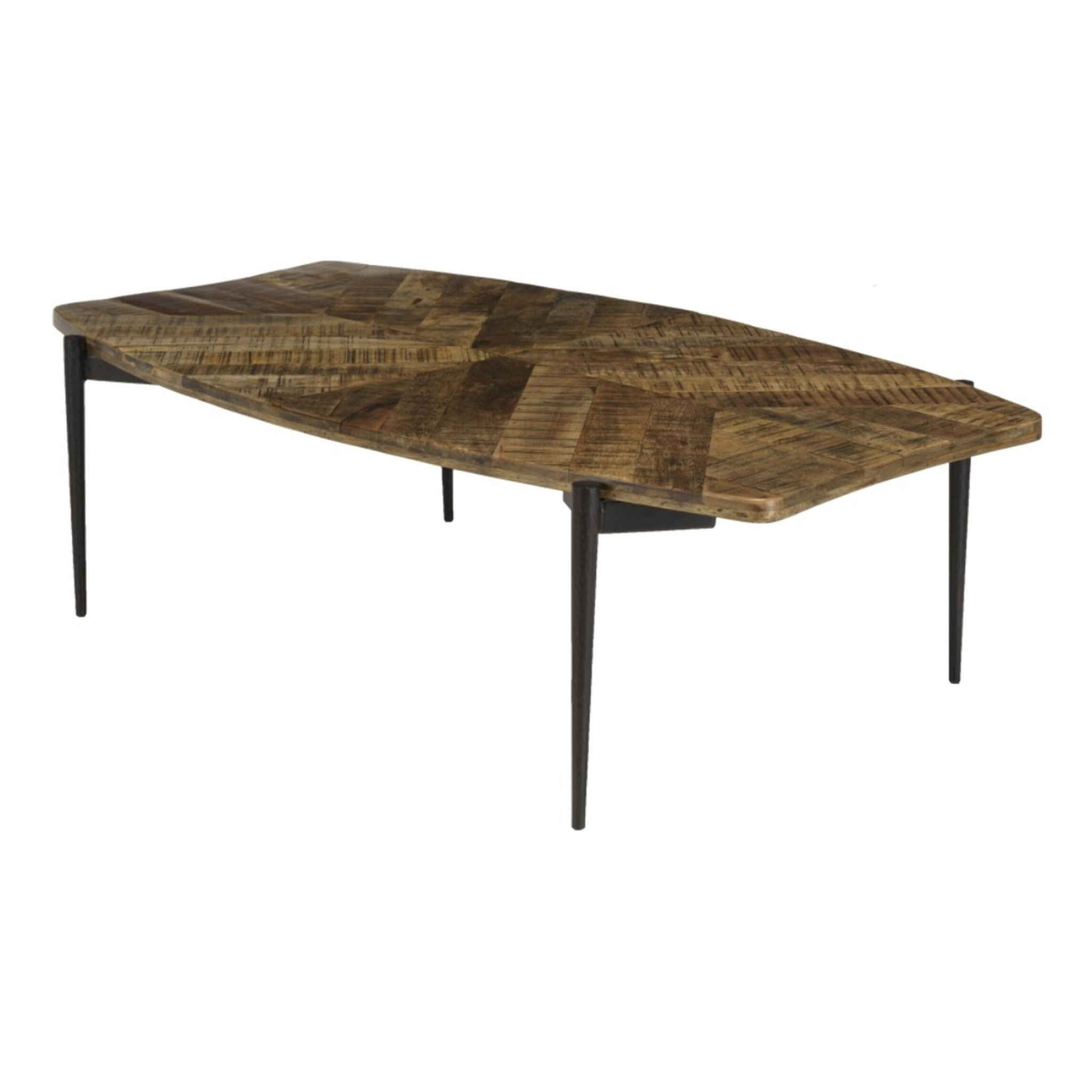 KIARA - Table basse bords concaves 135x75cm en bois recyclé