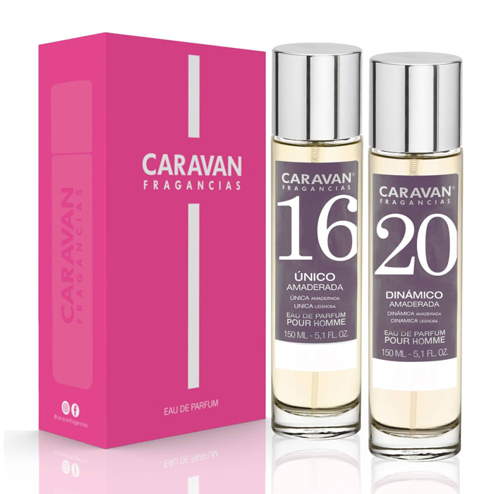 Caravan fragancias - caja de regalo con 2 perfumes: nº20 y nº16 de 150 ml, para hombre