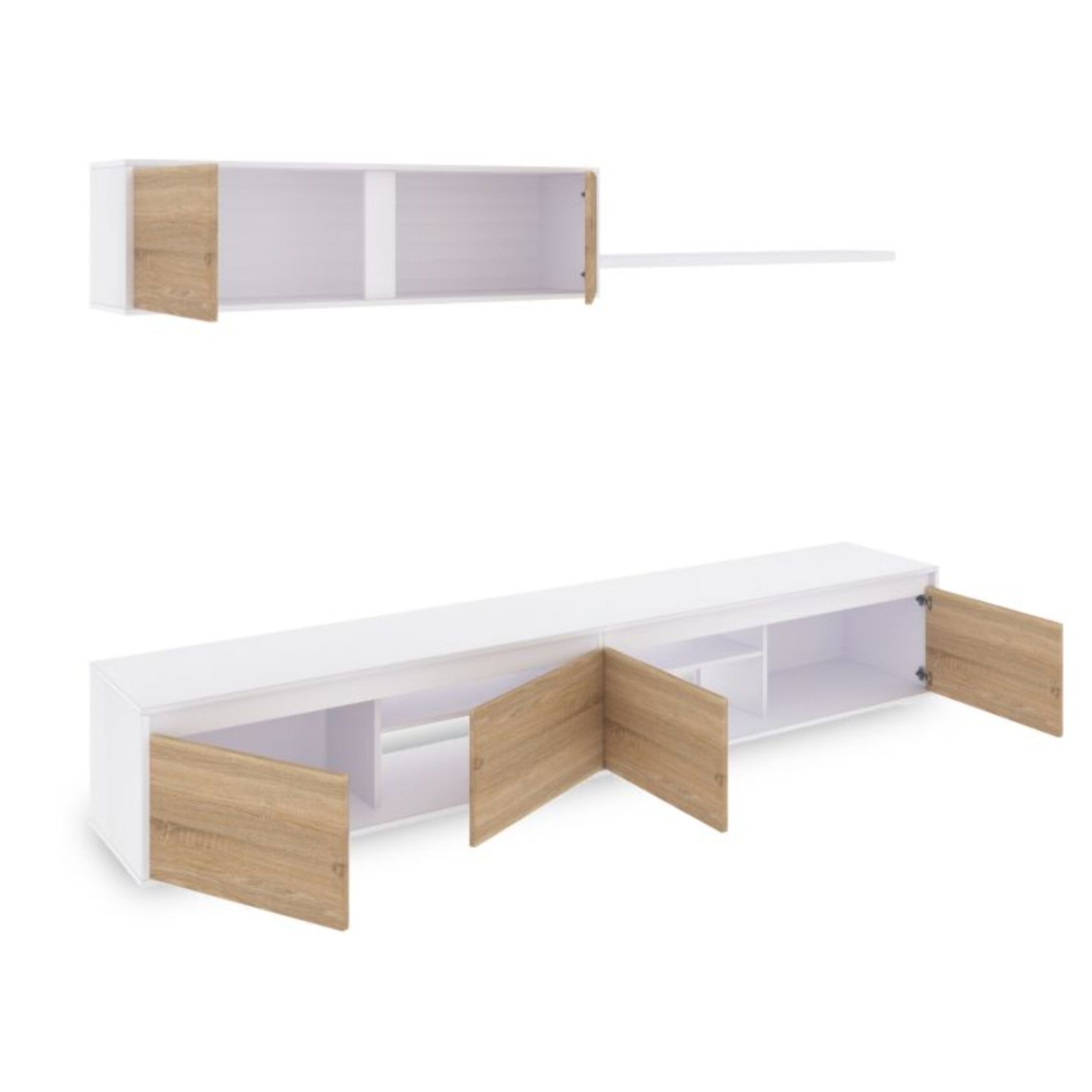 Salón Arlet Blanco Artik (Blanco Mate) - Roble Canadian