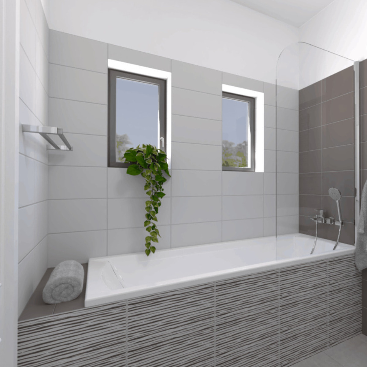 Multi set de deux crochets de salle de bain + porte-serviettes 2 barres, longueur de 60 cm, chrome (ELEMULTI-SET8)