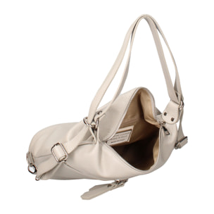 Borsa a spalla convertibile in zaino Bianca da donna In Vera pelle Made in Italy 30x26x9 cm