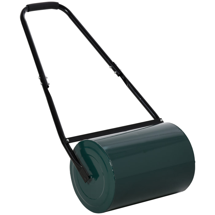 Rodillo para Césped Ancho 50cm Ø30cm Rodillo de Césped de 30L Relleno de Arena o Agua con Mango en U para Jardín Granja Verde Oscuro