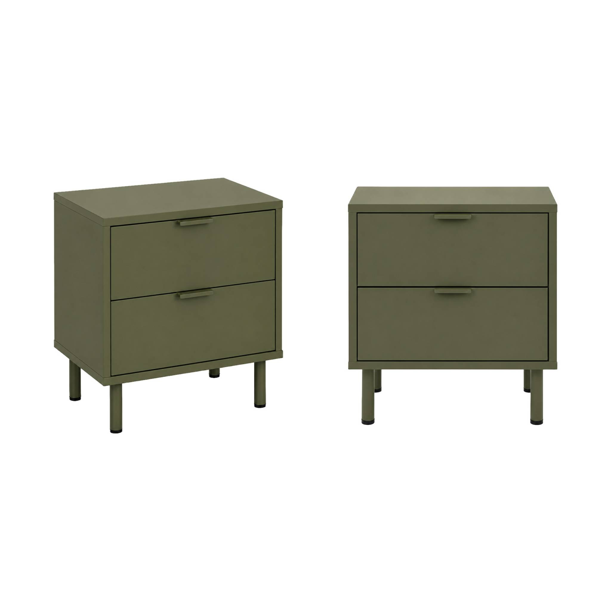 Table de chevet décor bois et métal 2 tiroirs (lot de 2) ELLIE