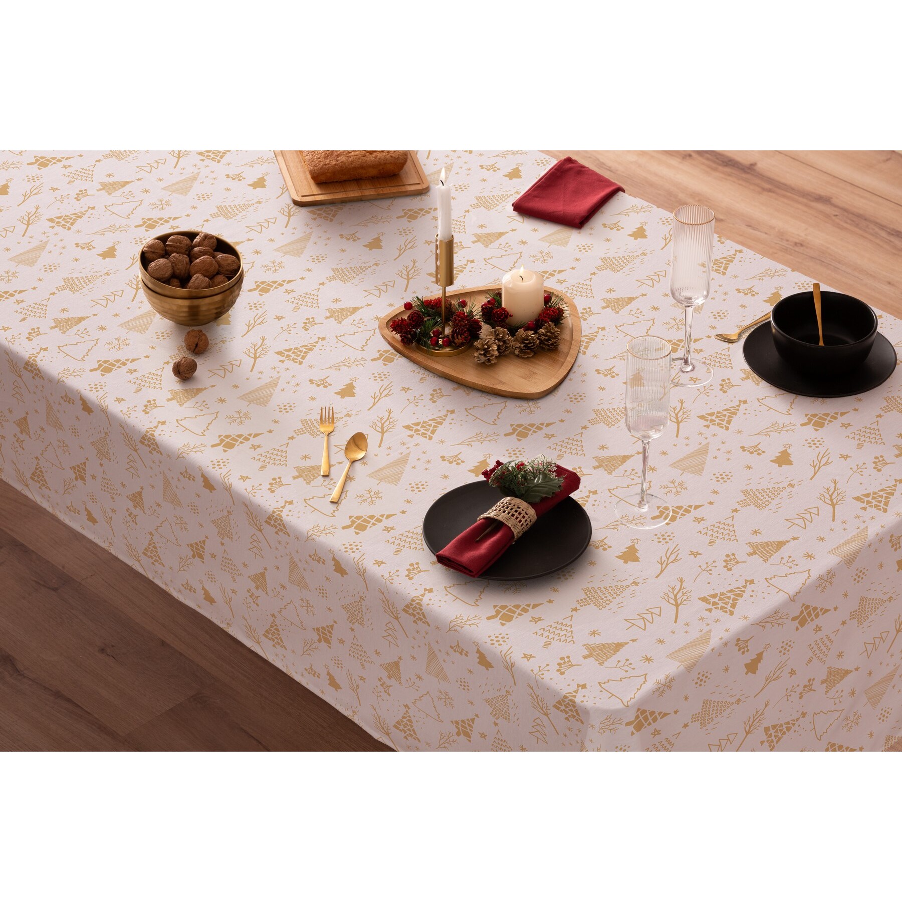 Nappe anti-taches 100% coton WINTER BLANC