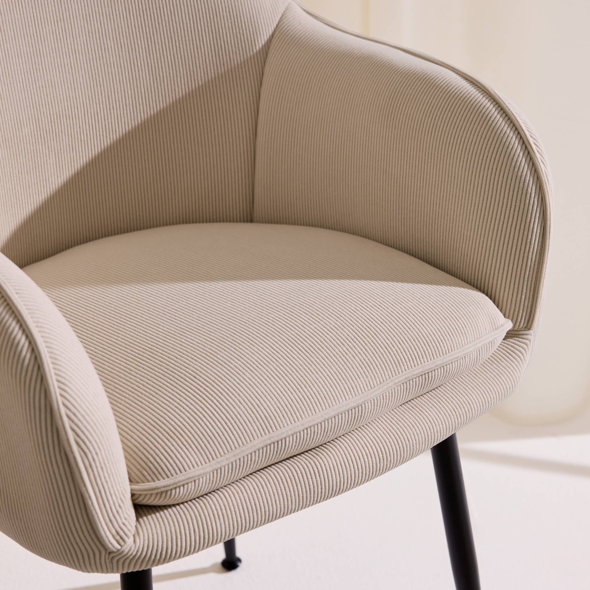 Fauteuil velours côtelé et pieds métal (lot de 4) SHELLA