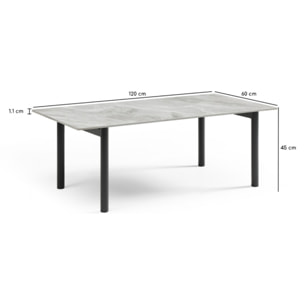 Table basse en céramique 120x60cm gris brillant - 7 piètements - UNIK