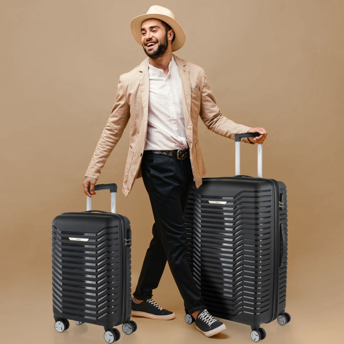 Juego De Maletas Rígidas Pp Itaca Glasgow Negro