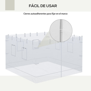 4 Paredes Laterales para Carpa 300x195 cm Mosquitera para Cenador con 6 Ventanas Enrollable Puerta con Cremallera y Bolsa de Transporte Blanco