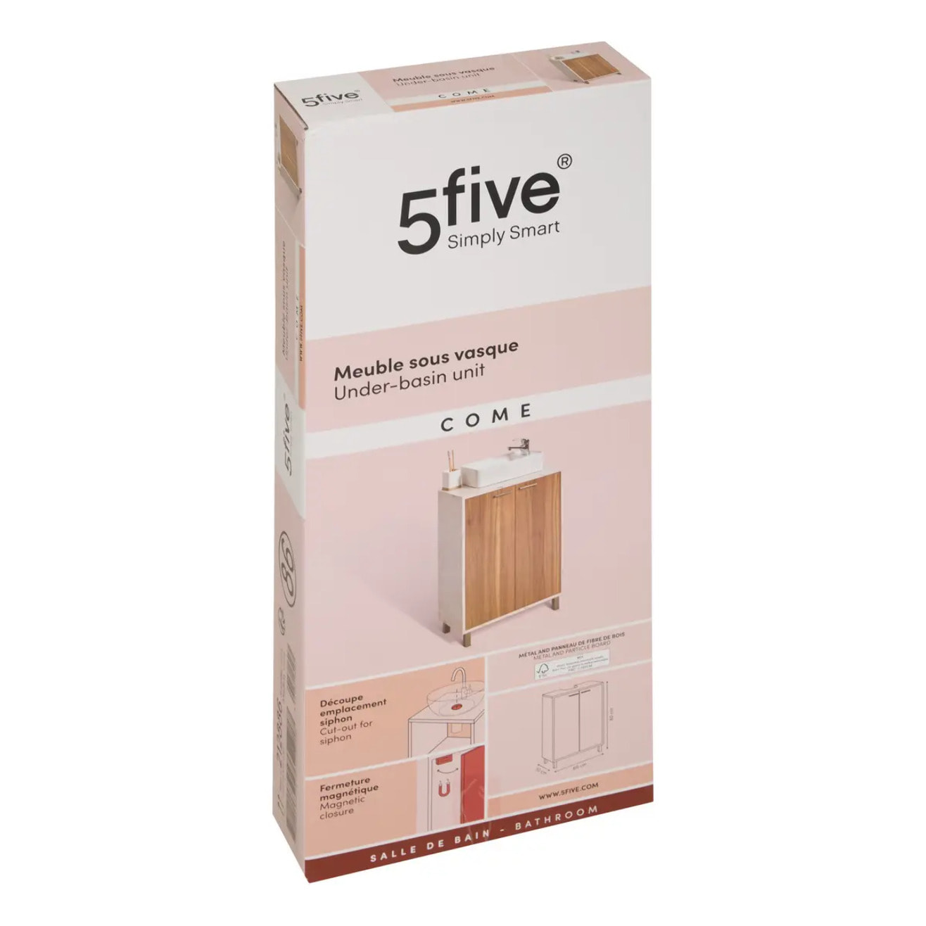 Meuble sous-lavabo Come 2 portes bois et effet marbre