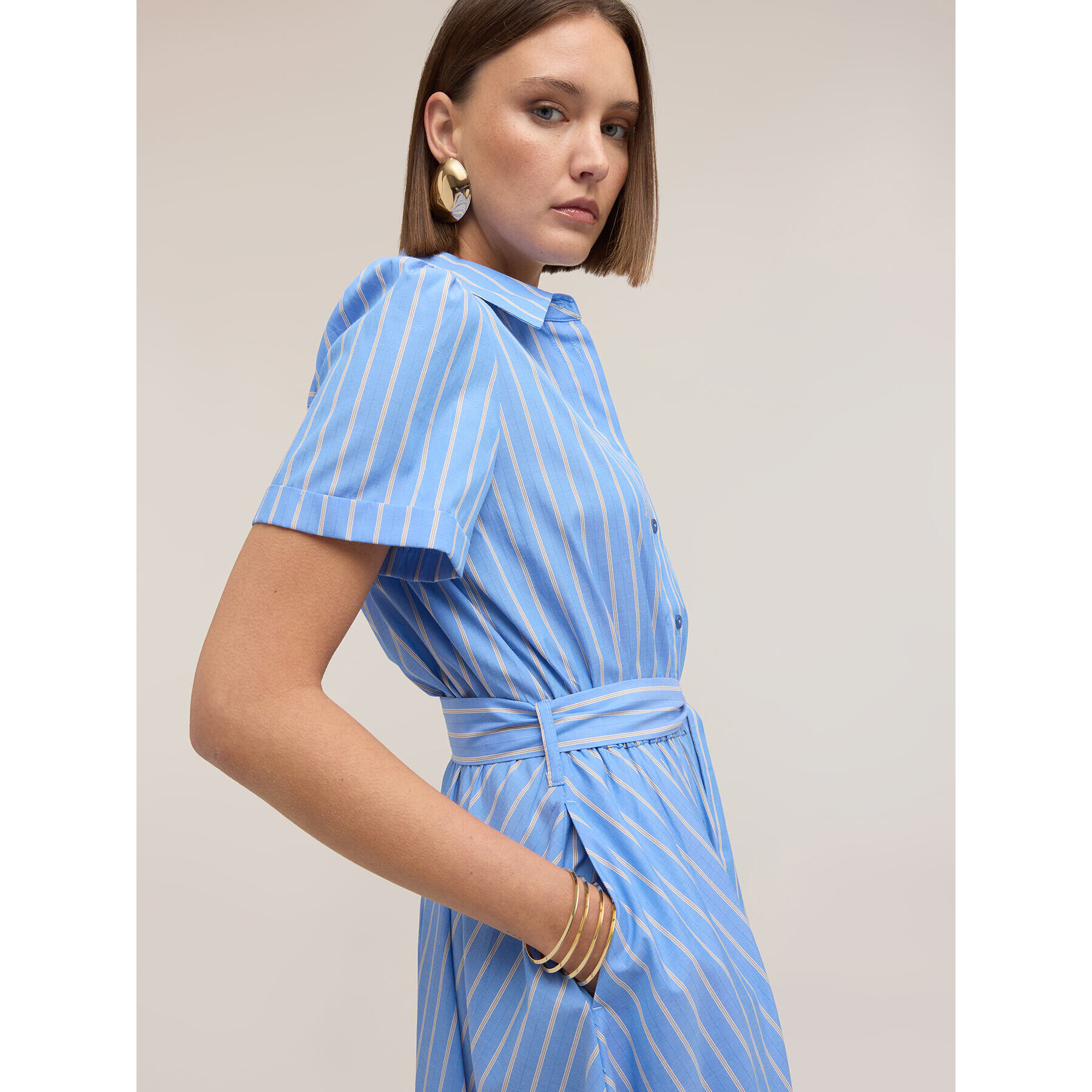 Motivi - Vestito chemisier a righe - Azzurro