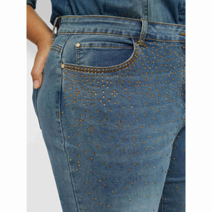 Fiorella Rubino - Jeans slim girl fit con strass - Azzurro