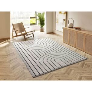 BLANCHE Alfombra geometrica con relieve en blanco y negro, varias medidas disponibles.