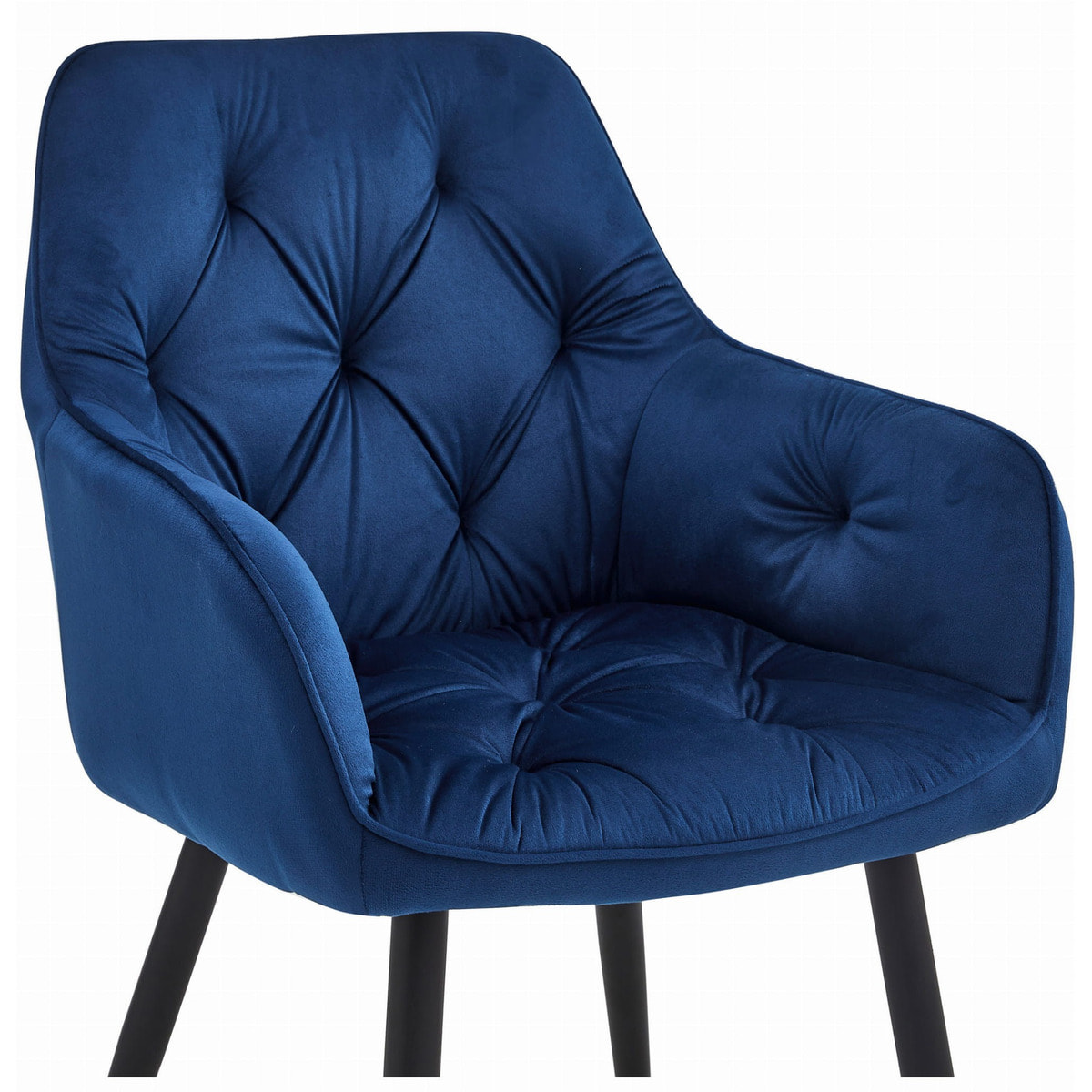Sedia Jork in Velluto Blu Notte con Gambe Nere