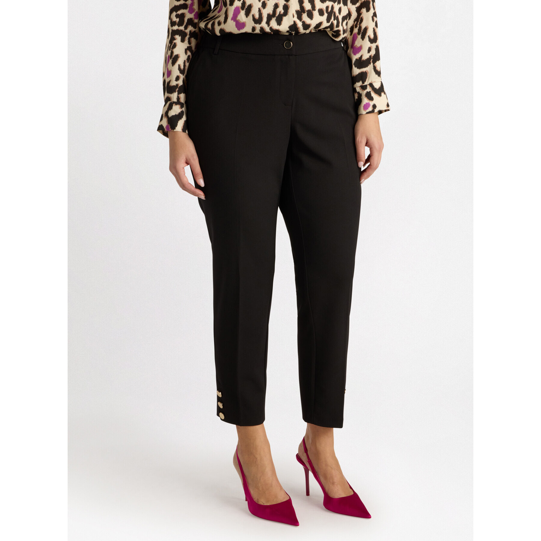 Fiorella Rubino - Pantaloni New York con bottoni al fondo - Nero