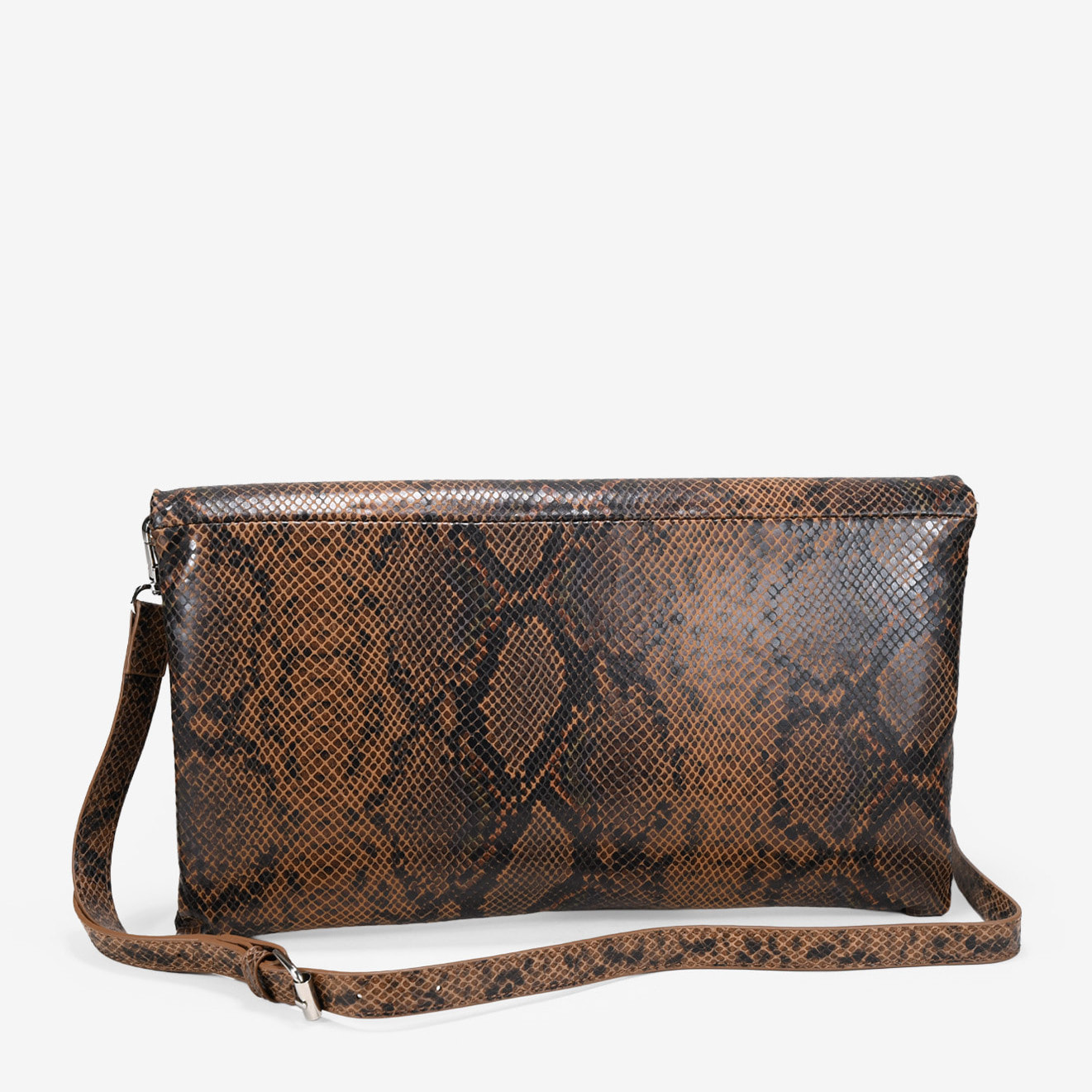 Bolso de mano marrón efecto serpiente
