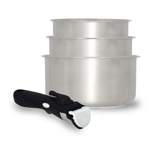Lot de 3 casseroles amovibles acier inoxydable - tous feux IRIS